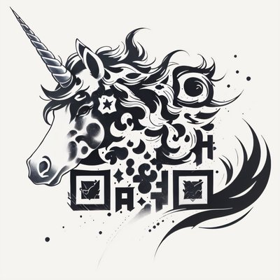 Unicorn Head Ink Tattoo QR Code for Temporary Tattoos
