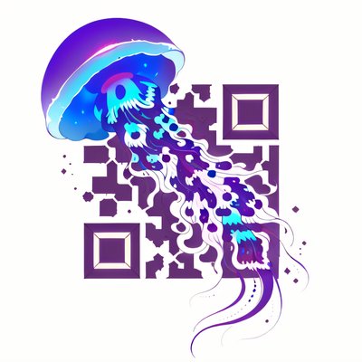 Glowing Jellyfish Tattoo Style QR Code for Temporary Tattoos