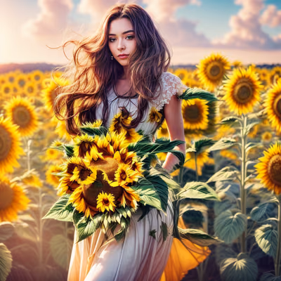 Woman in Sunflower Field Portrait QR Code Art — image 1