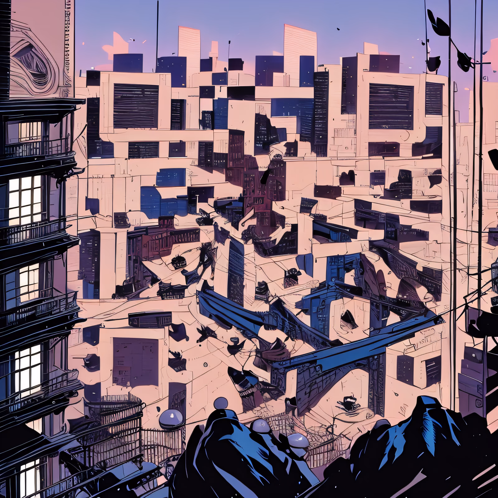 Dusk Cityscape Comic Panel QR Code for Posters — image 1