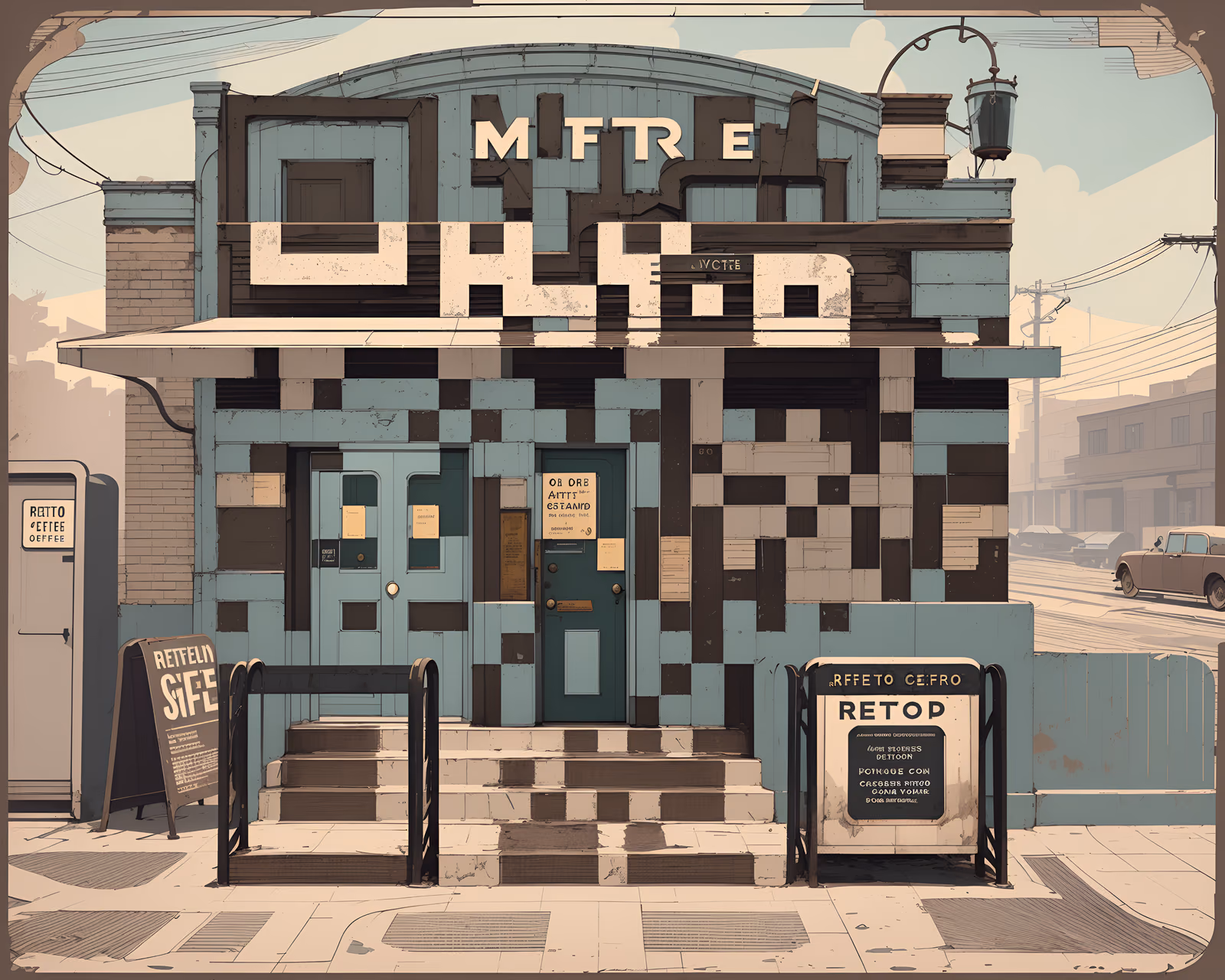 Retro Metro Entrance Vector Illustration QR Code for Posters — image 1