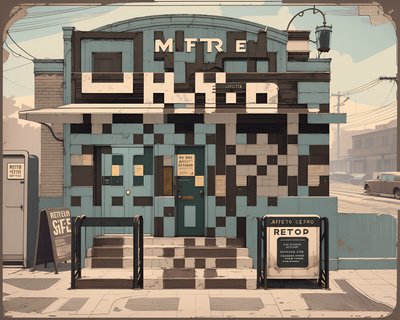 Retro Metro Entrance Vector Illustration QR Code for Posters