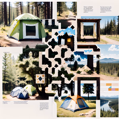 Camping Tents Forest Collage QR Code for Posters — image 1