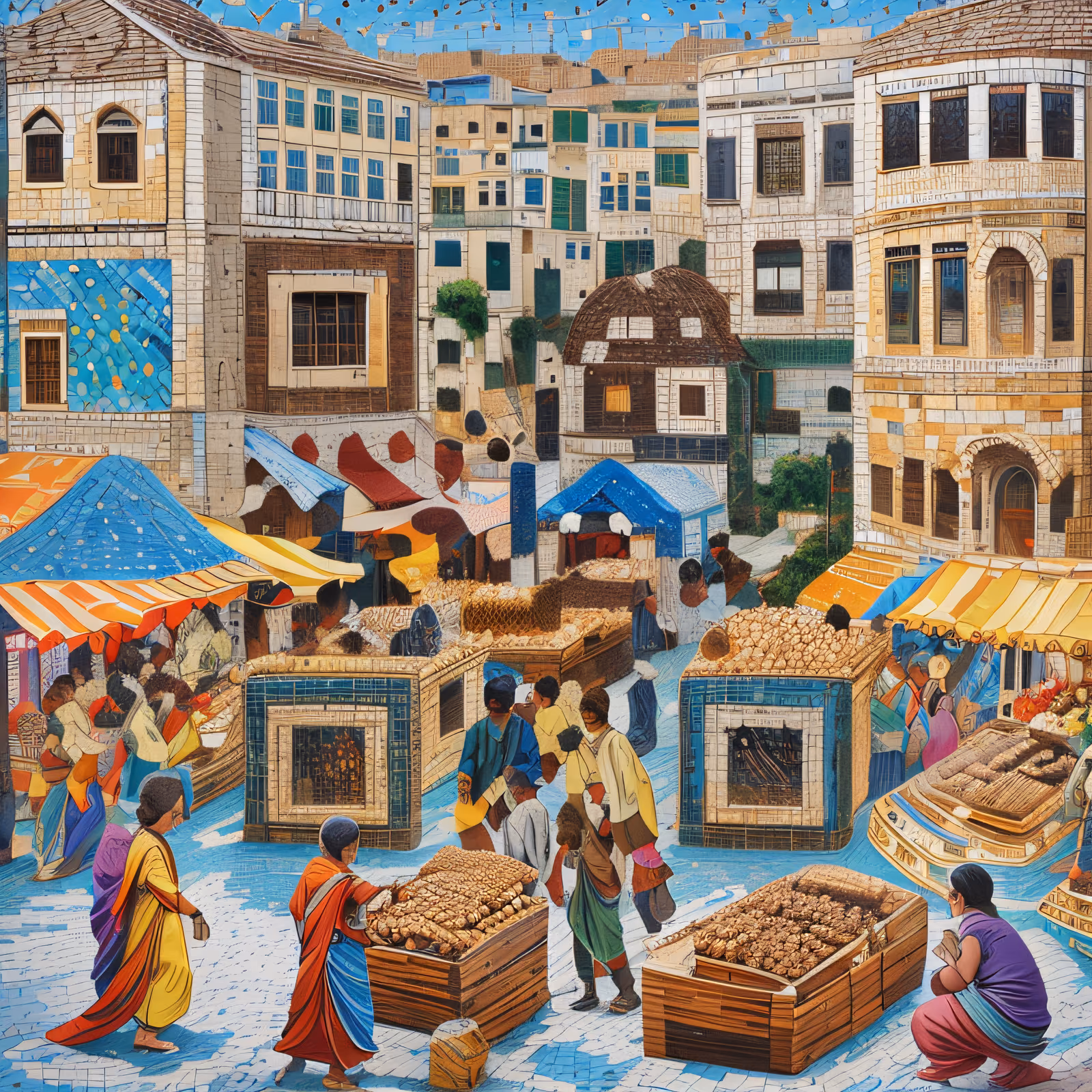 Mosaic Marketplace Street Scene QR Code Art — image 1