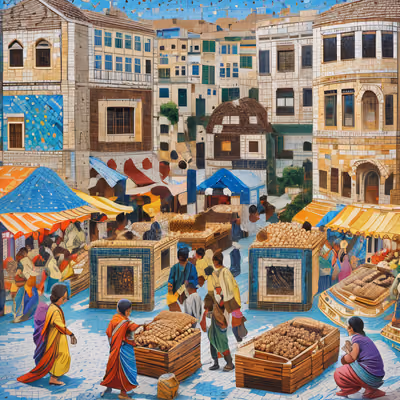 Mosaic Marketplace Street Scene QR Code Art — image 1