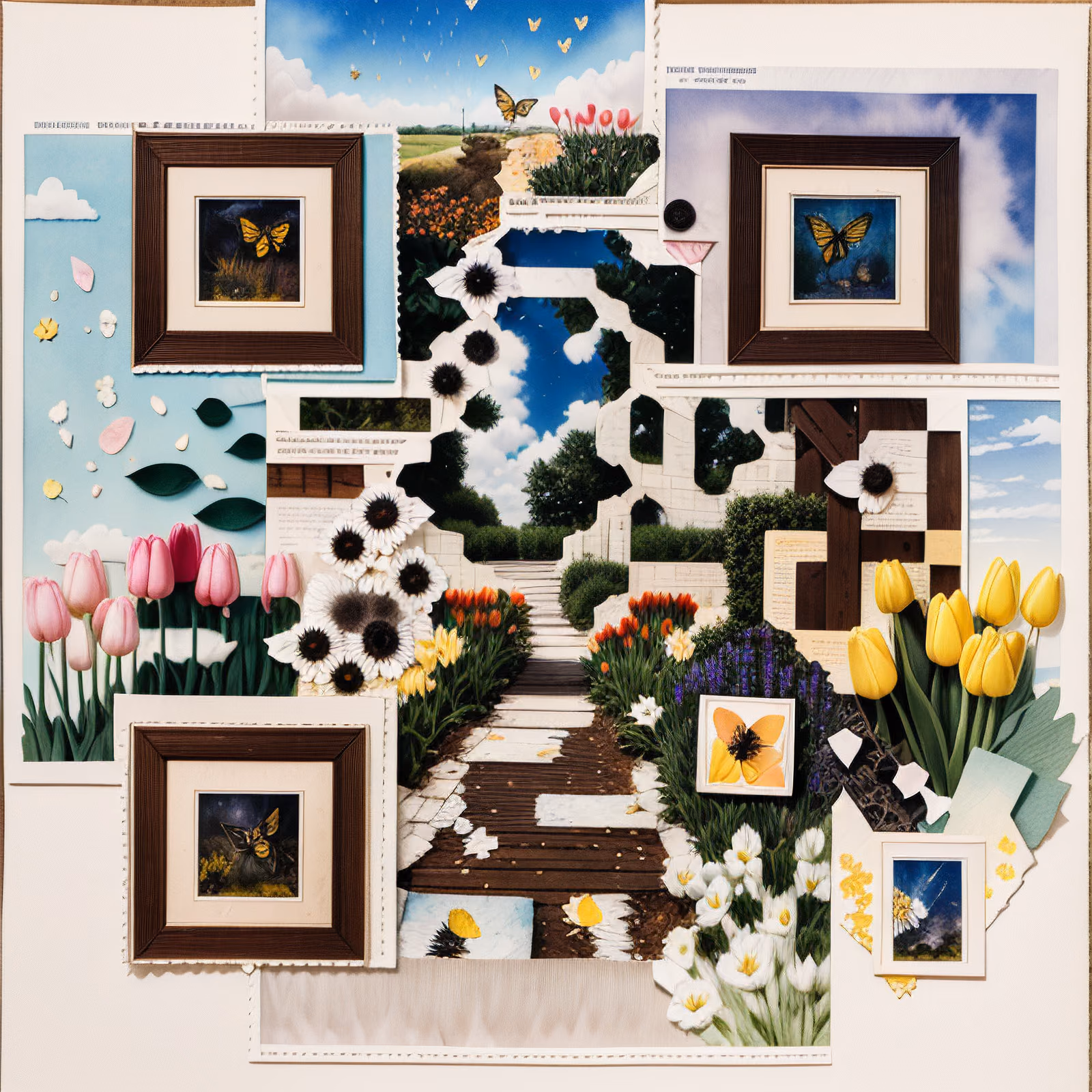 Spring Tulip Garden Paper Collage QR Code Art — image 1