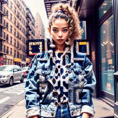 Denim Street Style Portrait QR Code for Posters