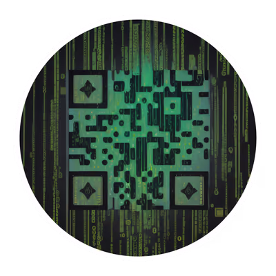 Зелёный цифровой дождь в стиле киберпанк, QR-код для стикеров — изображение 1