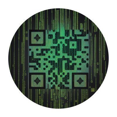 Green Digital Rain Cyberpunk QR Code for Stickers