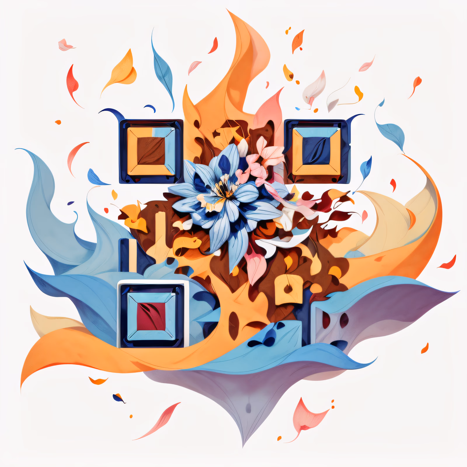 Floral Petal Burst Illustration QR Code Art — image 1