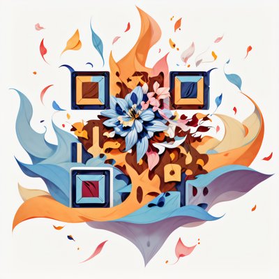Floral Petal Burst Illustration QR Code Art