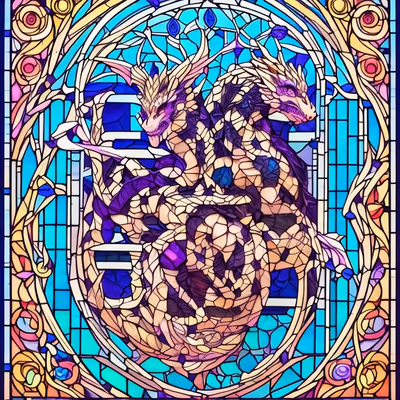 Twin Dragon Stained Glass QR Code Art — image 1