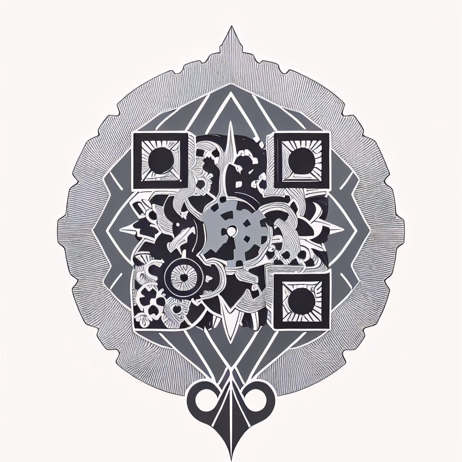 Эмблема-цветок из шестерёнок: QR-код для временных татуировок — изображение 1