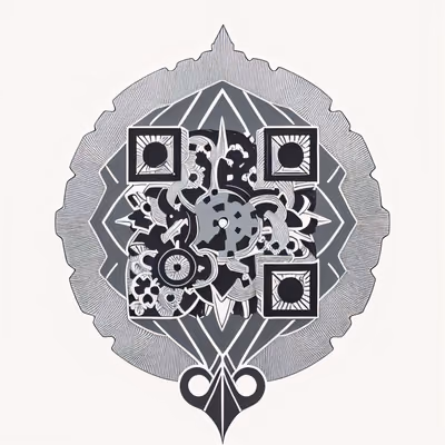 Эмблема-цветок из шестерёнок: QR-код для временных татуировок — изображение 1