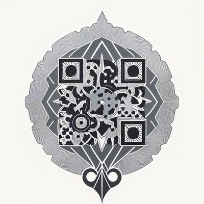 Gear Flower Tattoo Emblem QR Code for Temporary Tattoos