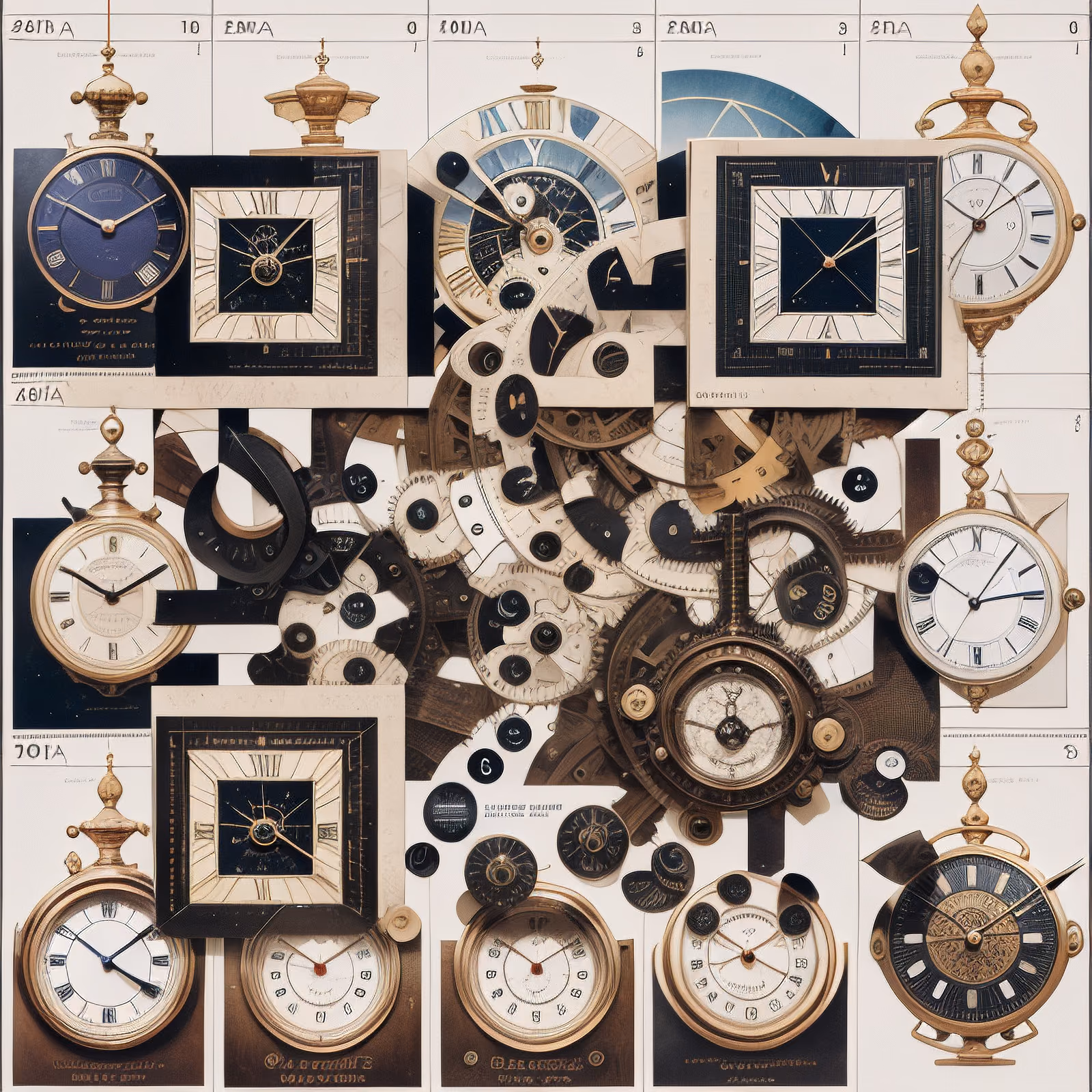 Antique Clocks and Gears Collage QR Code Art — image 1
