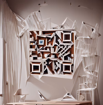 Layered Papercut Interior Shelf QR Code Art — image 1