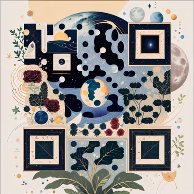 Celestial Botanical Collage QR Code Art — image 1