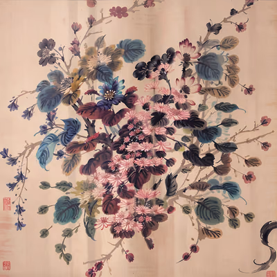 Chinese Ink Blossom Painting QR Code Art — image 1