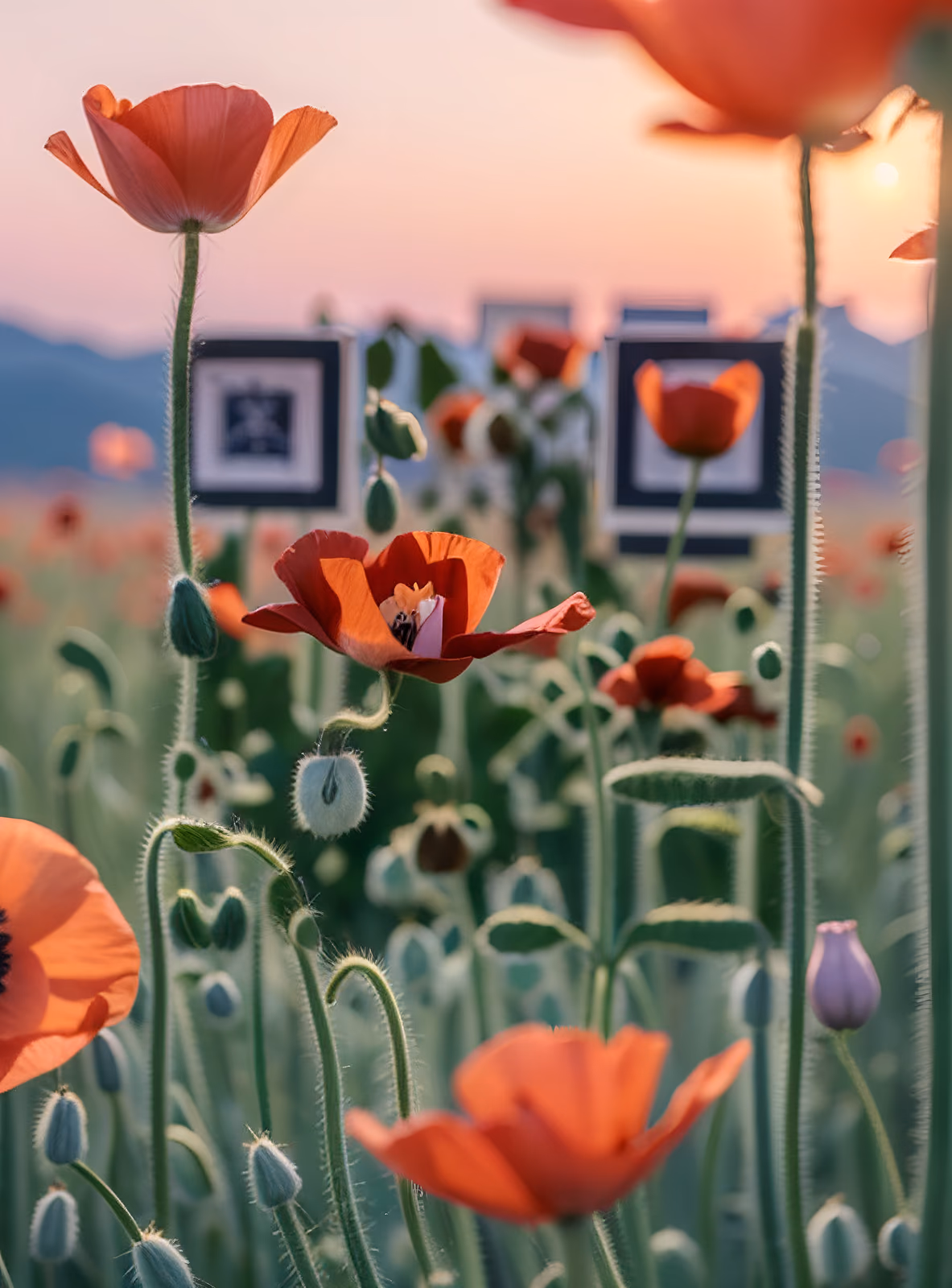 Red Poppy Field Photo QR Code Art — image 1