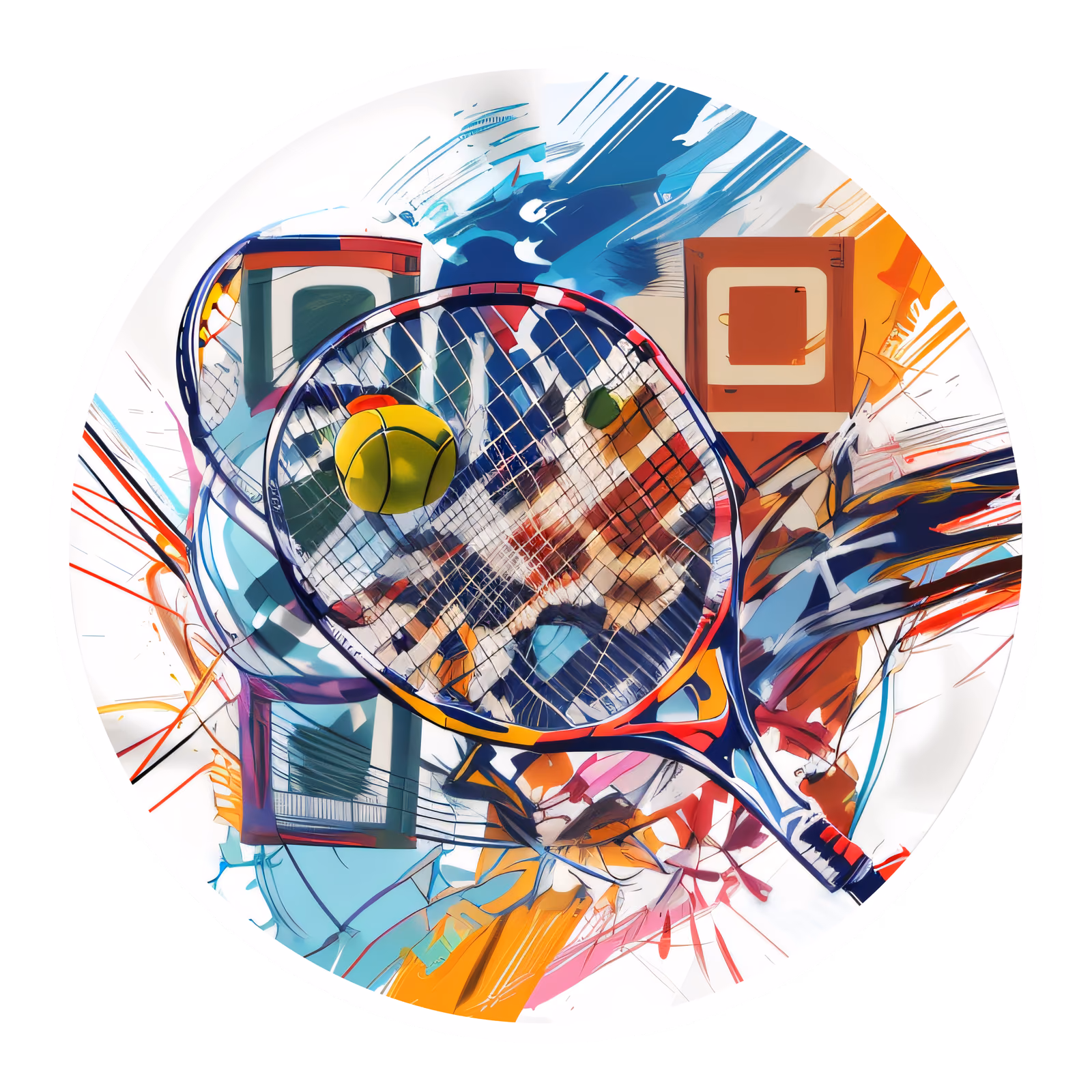 Tennis Racket and Ball Abstract QR Code for Stickers — image 1