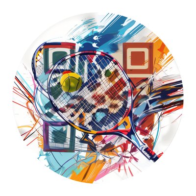 Tennis Racket and Ball Abstract QR Code for Stickers