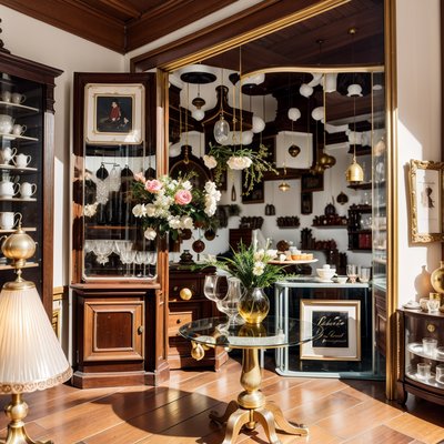 Antique Store Interior Photorealistic QR Code Art