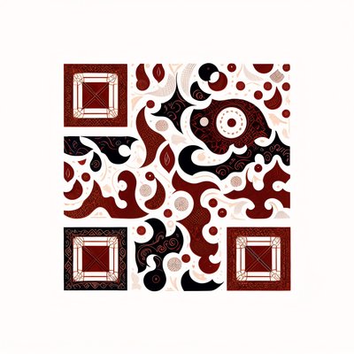Бордовый орнамент в виде пламени: QR-код для упаковки