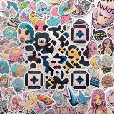 Cartoon Sticker Bomb Collage Cartoon Character QR Code for Stickers