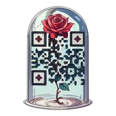 Rose Under Glass Dome Vector QR Code for Stickers