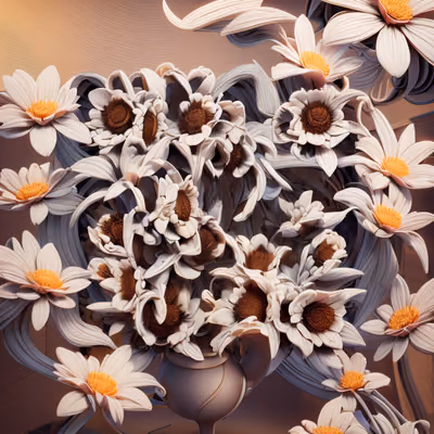White Daisy Bouquet 3D Render QR Code Art — image 1