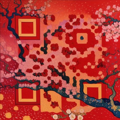 Blossoming Branch Impressionist QR Code Art