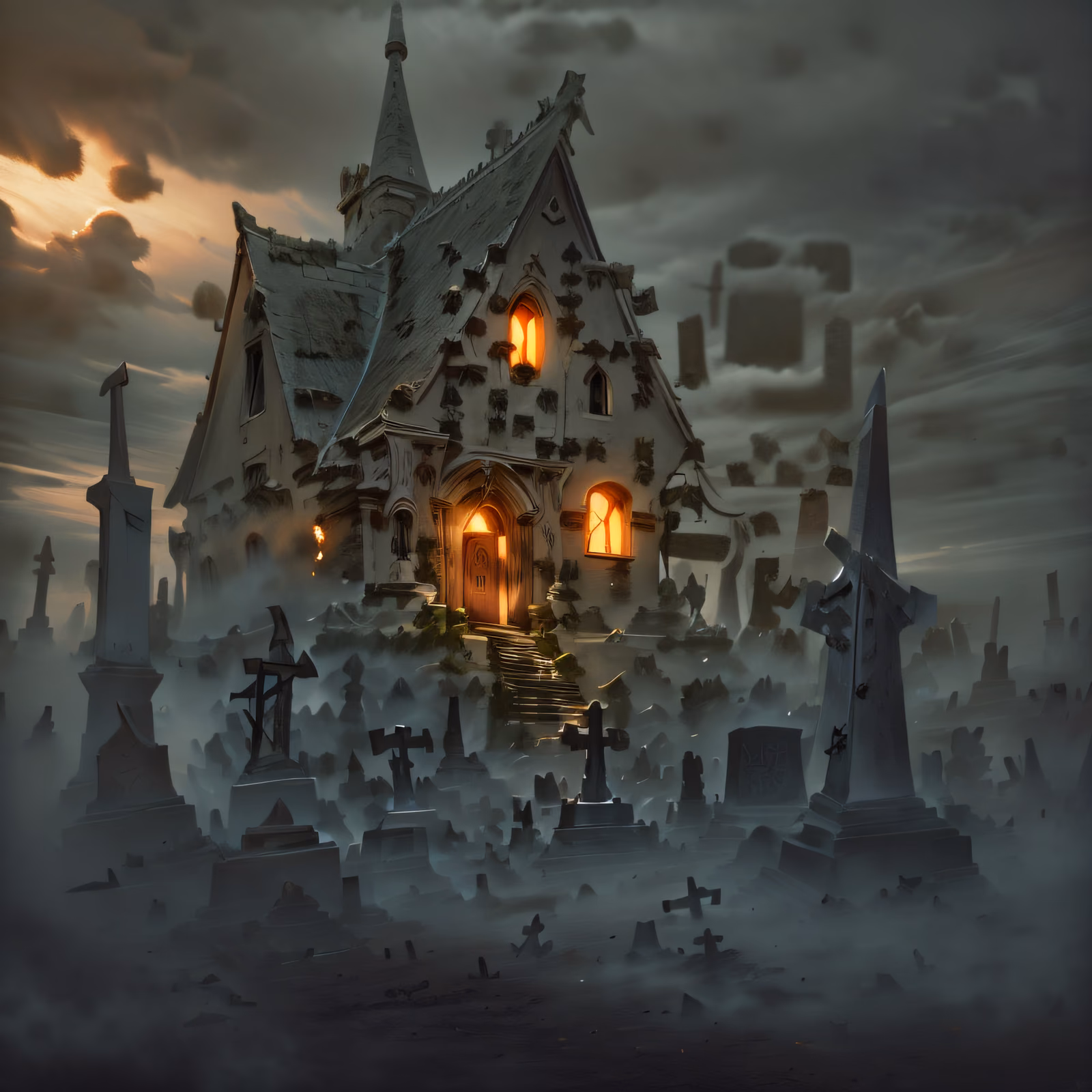 Haunted Cottage Cemetery Gothic QR Code for Posters — image 1