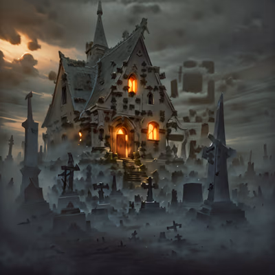 Haunted Cottage Cemetery Gothic QR Code for Posters — image 1