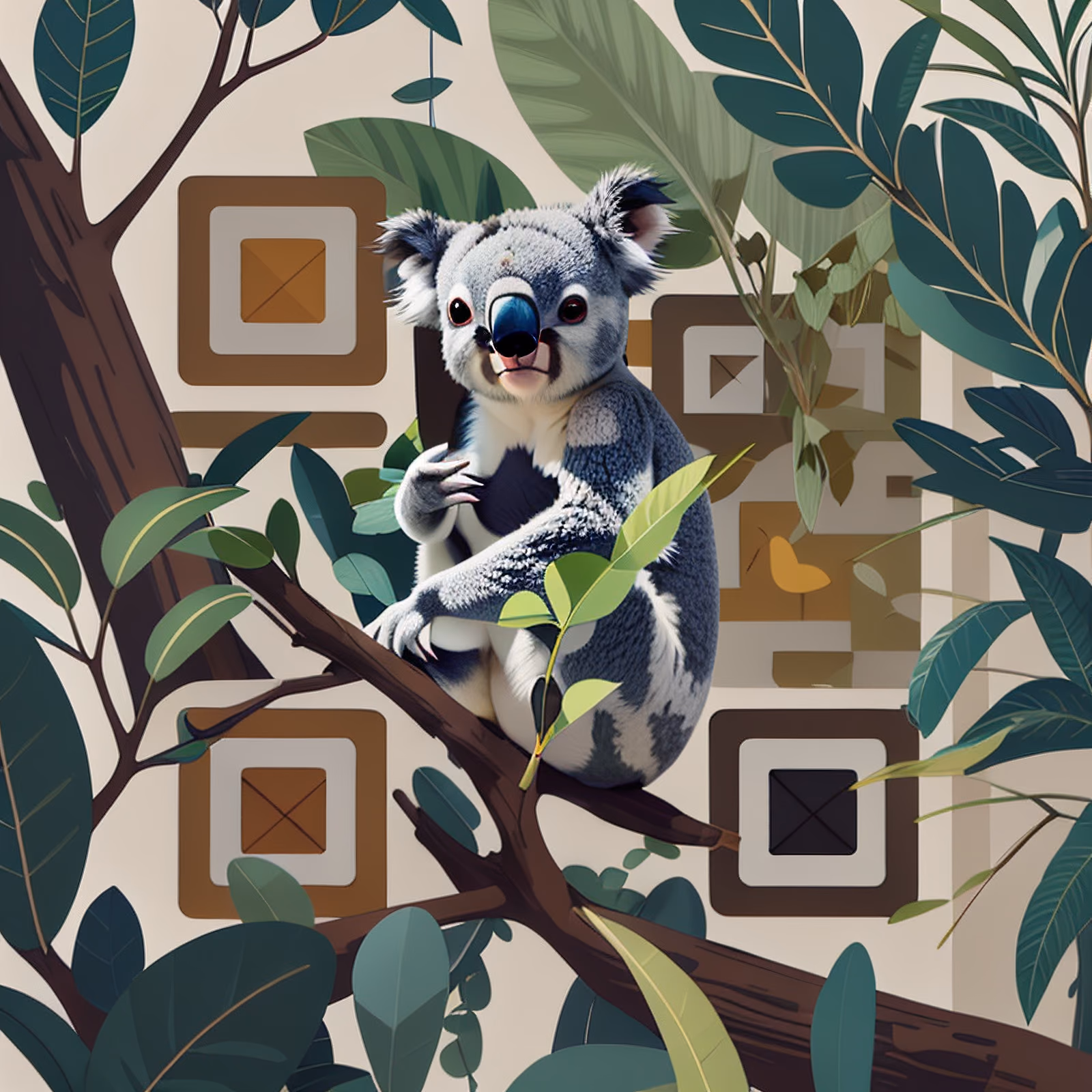 Коала на эвкалипте: векторный QR-код — изображение 1