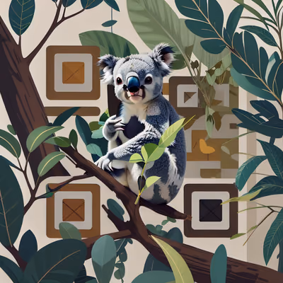 Коала на эвкалипте: векторный QR-код — изображение 1