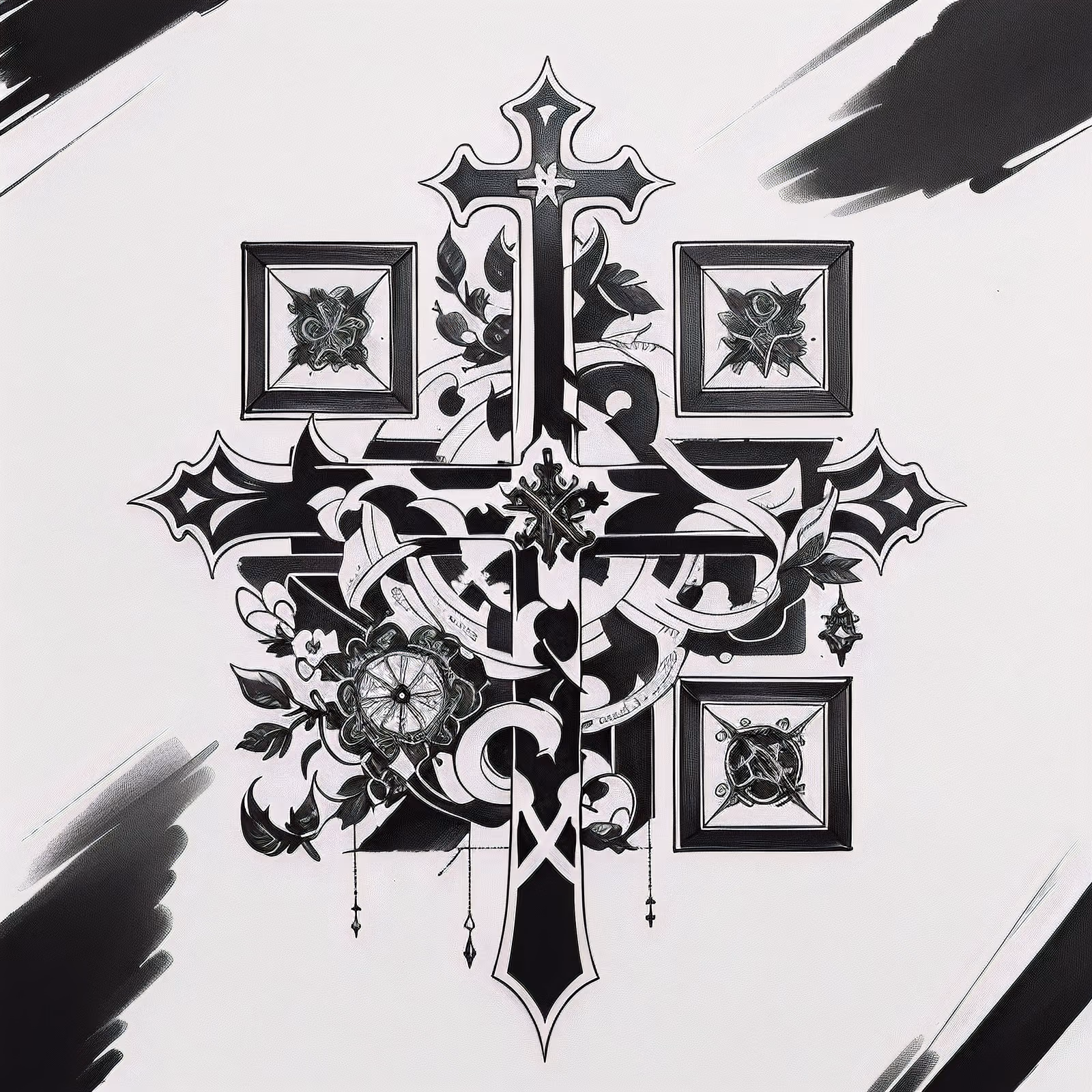 Gothic Cross Ink Tattoo QR Code for Temporary Tattoos — image 1