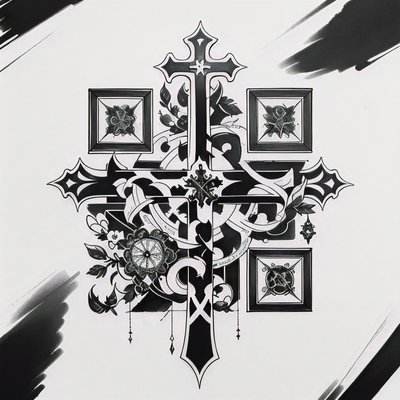 Gothic Cross Ink Tattoo QR Code for Temporary Tattoos