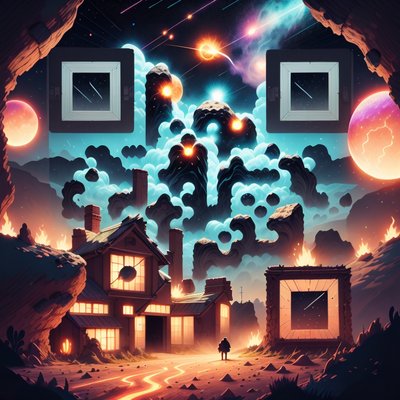 Meteor Shower Over Glowing House QR Code for Posters