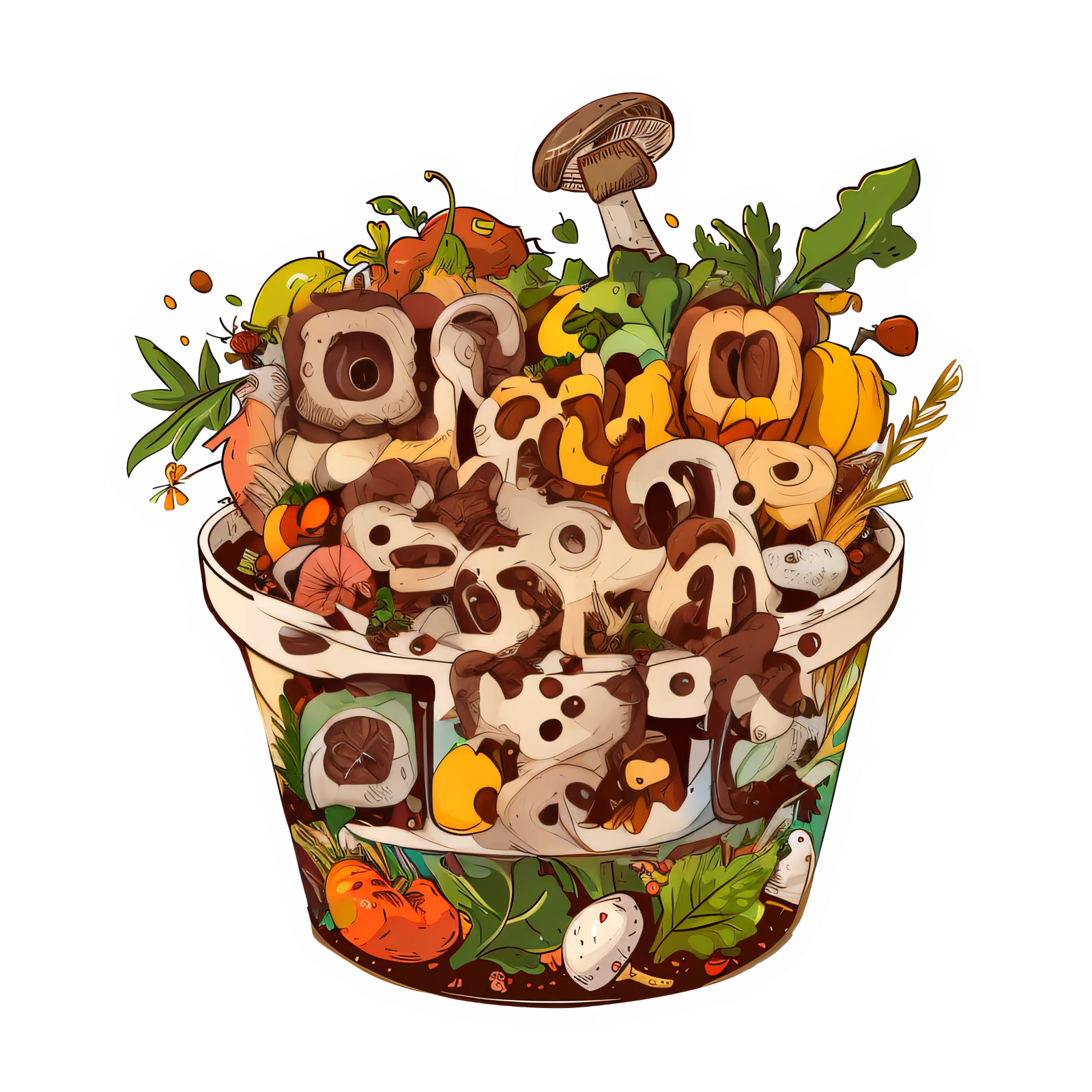Compost Bin Vector Illustration Vegetables QR Code for Stickers — image 1