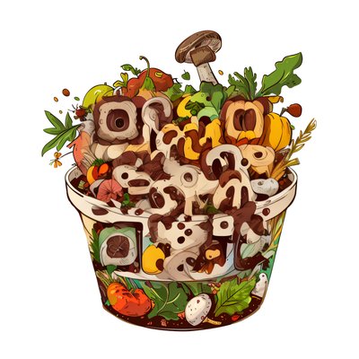 Compost Bin Vector Illustration Vegetables QR Code for Stickers