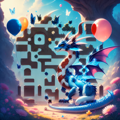Baby Dragon Balloons Digital Painting QR Code for Posters — image 1