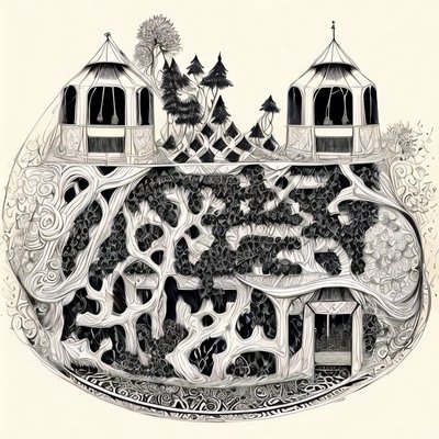 Zentangle Tent in Woods Ink QR Code Art