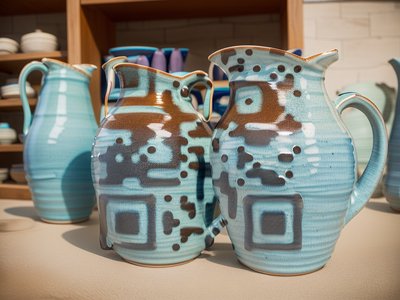 Turquoise Ceramic Jugs Pottery QR Code Art