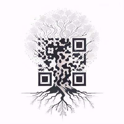 Дерево с корнями, татуировка тушью: QR-код для переводных татуировок — изображение 1