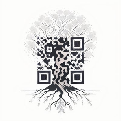 Rooted Tree Ink Tattoo QR Code for Temporary Tattoos