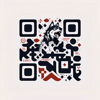 Howling Wolf Calligraphic Vector QR Code for Apparel — image 1