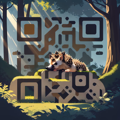 Hedgehog in Sunlit Forest Vector QR Code Art — image 1