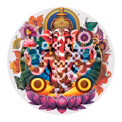 Ganesh Lotus Vector QR Code for Stickers — image 1