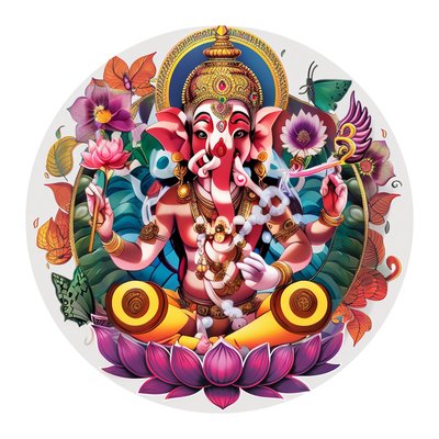 Ganesh Lotus Vector QR Code for Stickers